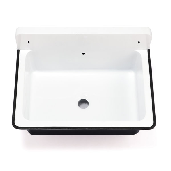 Nantucket Sinks Anchor 14" Black/White Metal Rectangular Wall Mount Bathroom Sink with Overflow